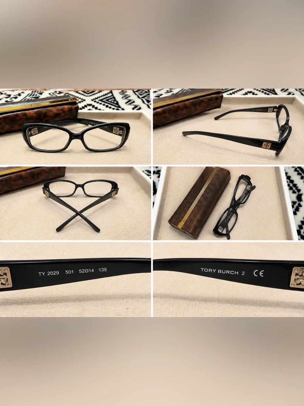 Tory Burch TY2029 Black Eyeglass Frames 52□14 RX Lenses Women’s/case incl
